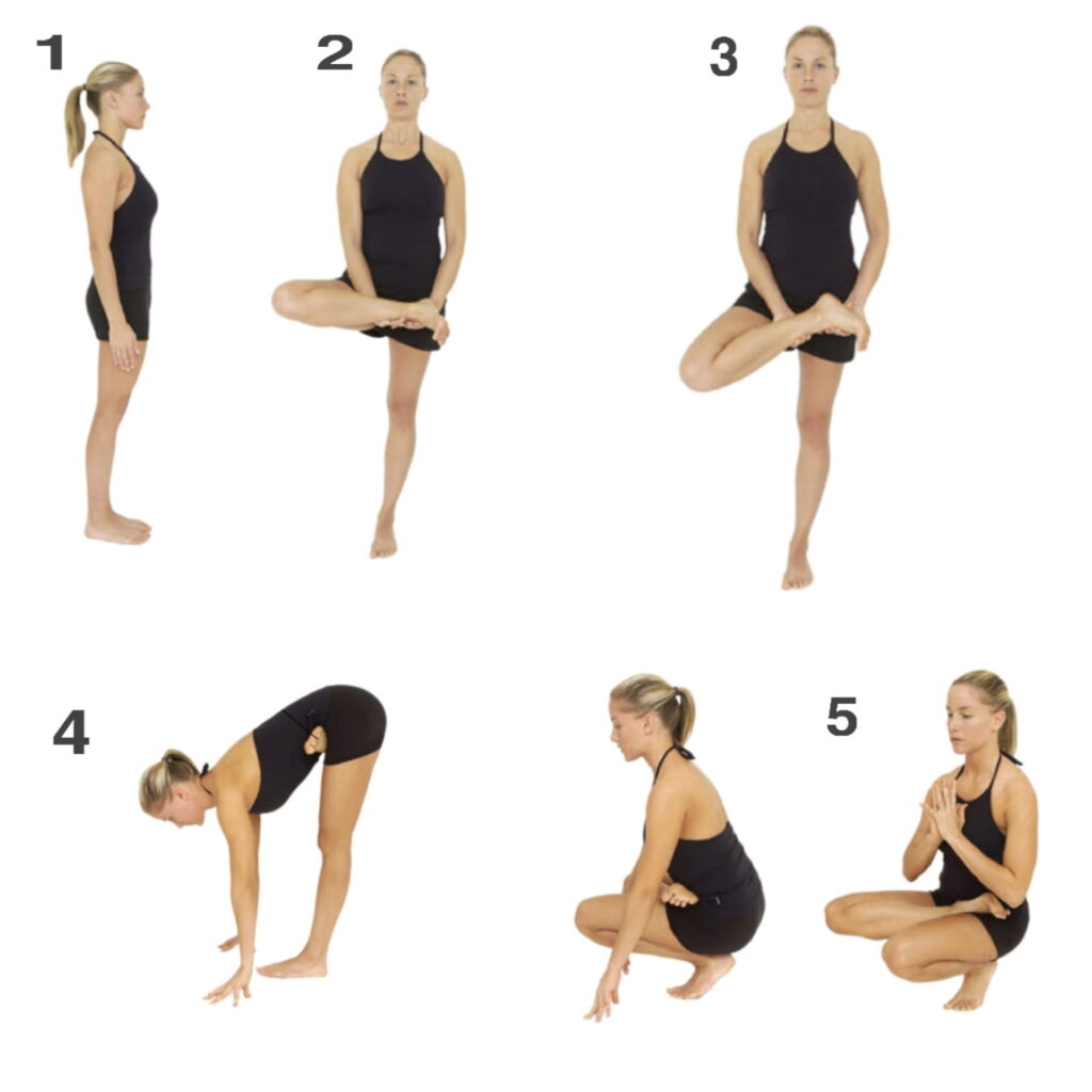 Step by step Toe Stand Pose or Tiptoe Pose - sharp muscle
