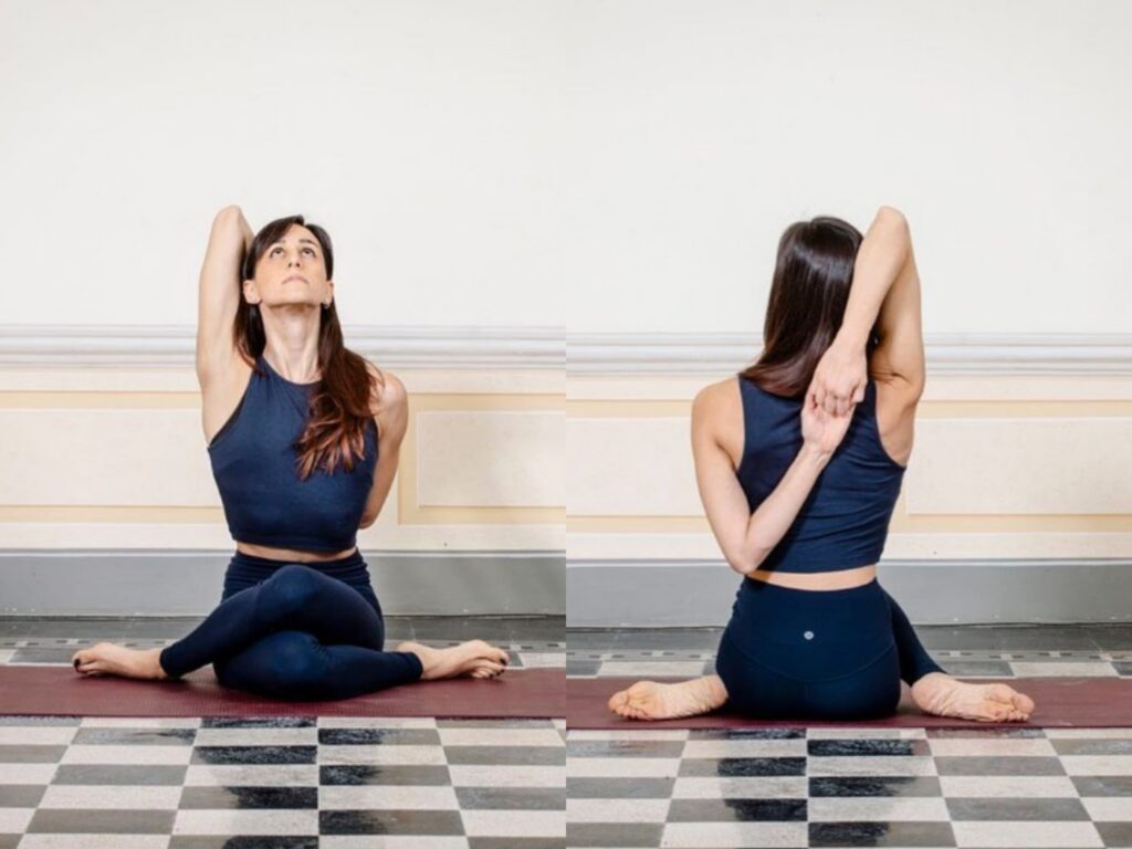 gomukhasana or cow face pose or cow face posture - Sharp Muscle